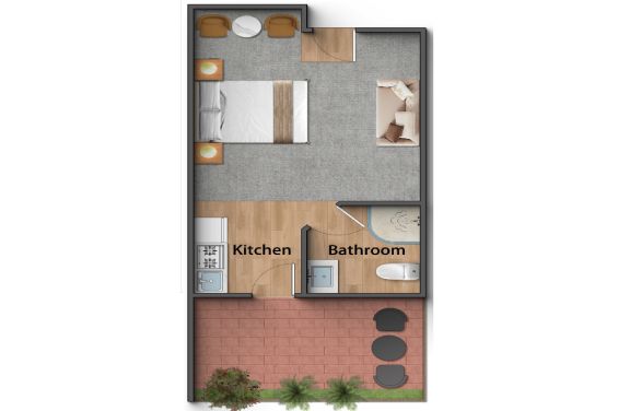 Executive Studio with Patio and Kitchen